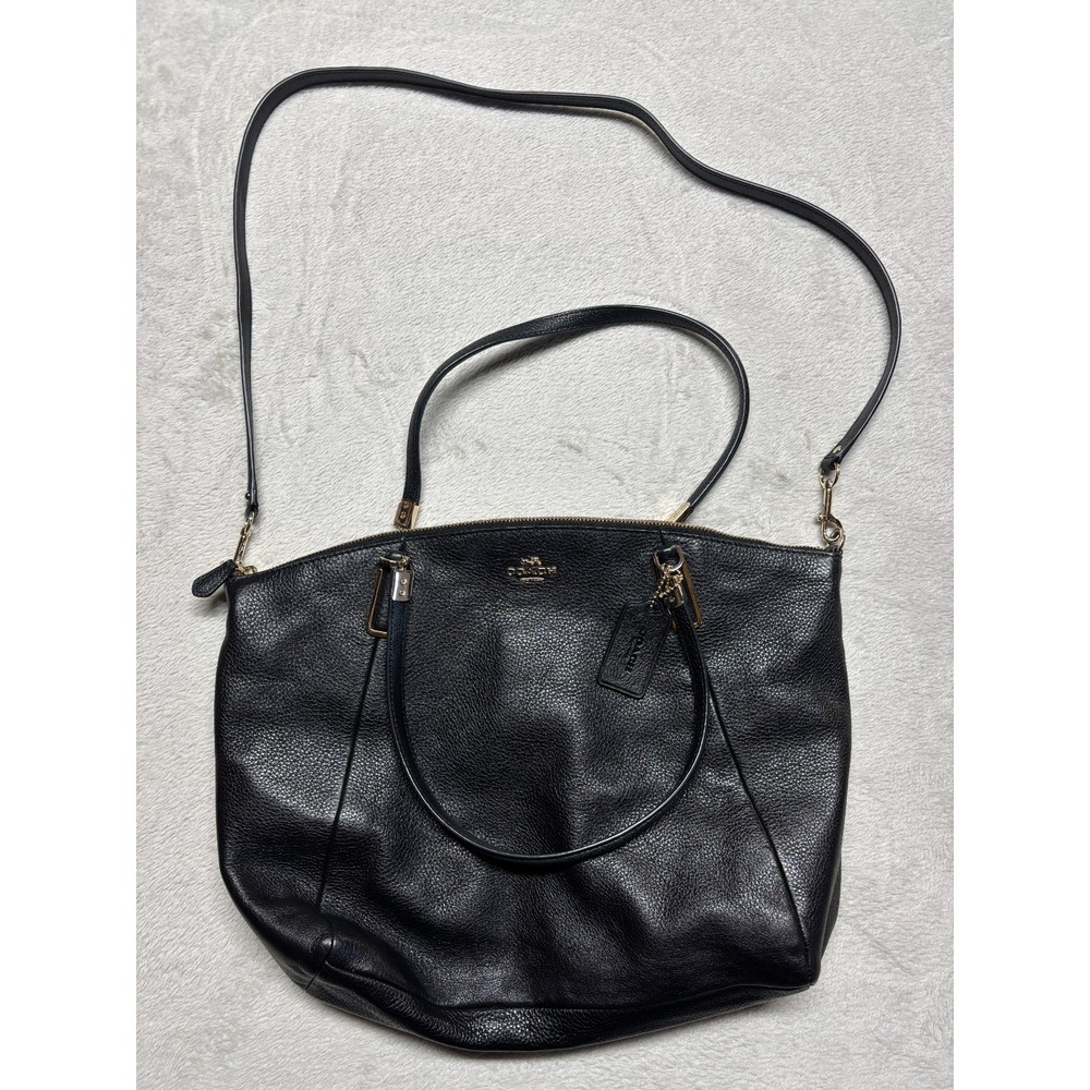 Coach Kelsey Shoulder Handbag Black Pebble Leather Crossbody Satchel Great Cond!